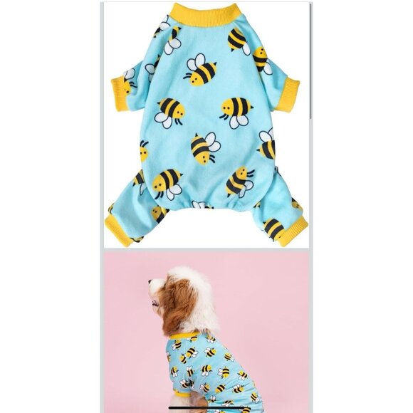 Bumble Bee Fleece Dog Pajamas Warm Winter Clothes for Small Dogs Size Medium NEW - Picture 6 of 7